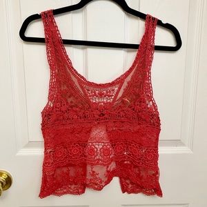 Urban outfitters red open back crochet tank